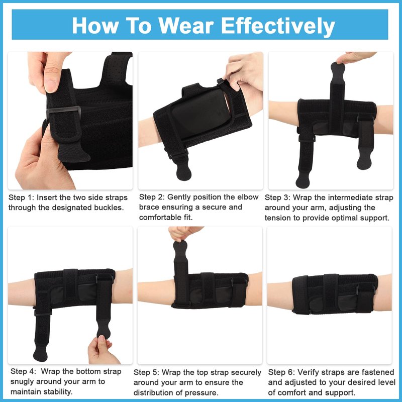PEIZSON Elbow Splint Tendonitis Elbow Brace, Cubital Tunnel Syndrome Brace with 4 Removable Metal Spring Splints for Sleeping, Elbow Immobilizer for Ulnar Nerve Entrapment， Golfers Elbow (S/M)