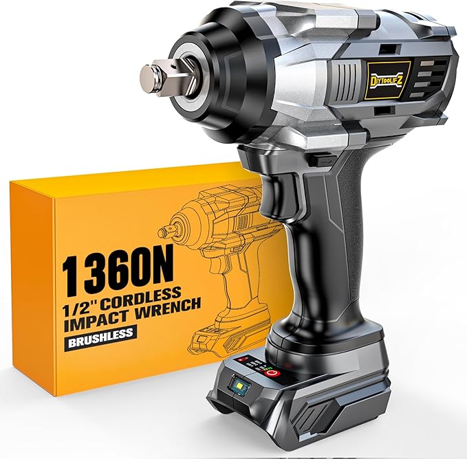 DIYtoolifz Cordless Impact Wrench 1/2” Compatible with Dewalt 20v Battery(Bare Tool), 1000FT-LBS High Torque Impact Driver, Electric Impact Gun with LED Work Light, Variable Speeds, 4-Speed Control