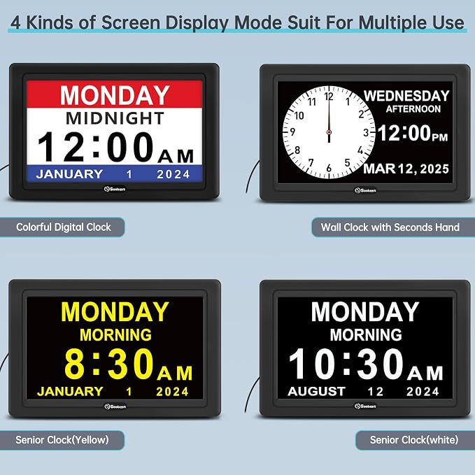 Soobest Dementia Digital Clock for Seniors Elderly, 20 Alarm Reminders 3
