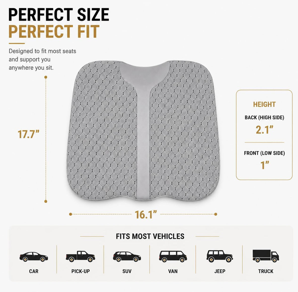 Car Seat Cushion, Ergonomic Memory Foam for Comfortable Driving