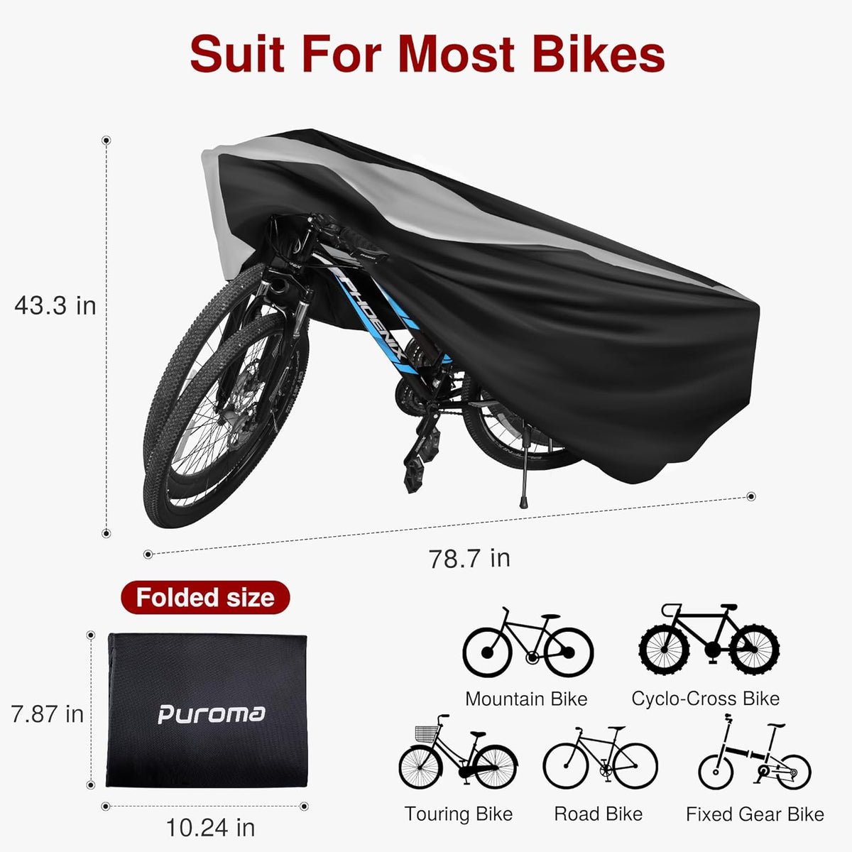 Puroma Bike Cover - Waterproof Outdoor Storage for 1-3 Bikes | UV & Dust Protection with Lock Hole