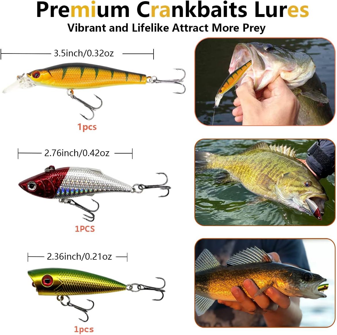 Skiennix Fishing Lures Kit - Complete Tackle Set with Crankbaits, Topwater Lures & Jigs | Ideal for Bass & Trout