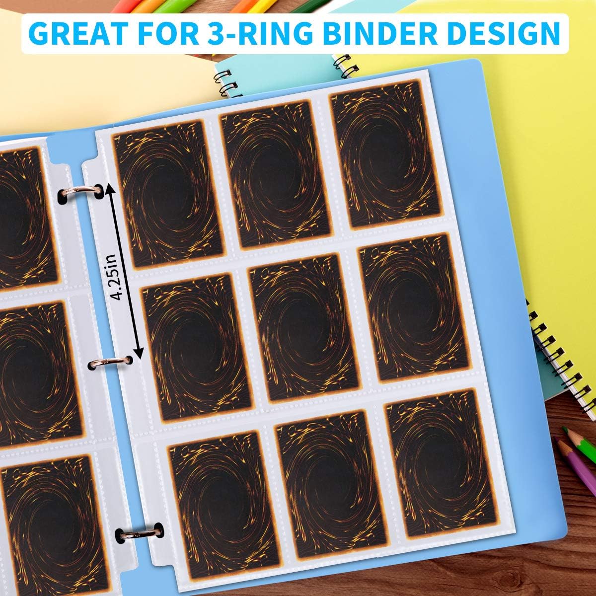 Skiennix 9 Pocket Page Protector - Premium Double-Sided Trading Card Sleeves for 3 Ring Binders