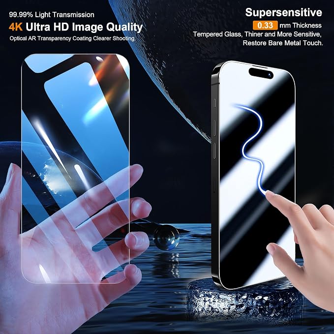 QHOHQ 3 Pack Screen Protector for iPhone 15