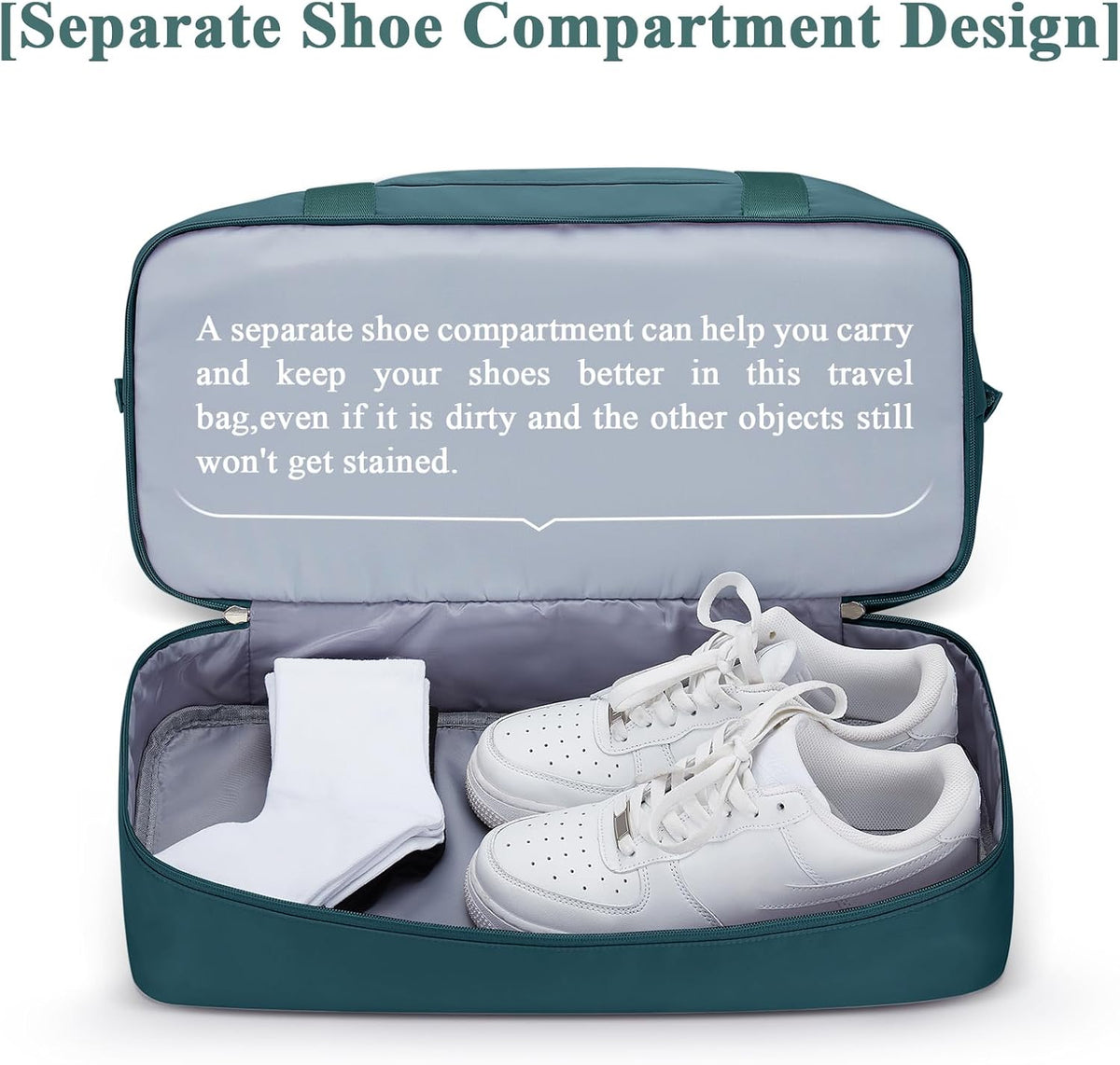 Skiennix Travel Duffel Bag - Stylish Carry-On with Shoes Compartment | Perfect for Weekend Getaways 18x14x8