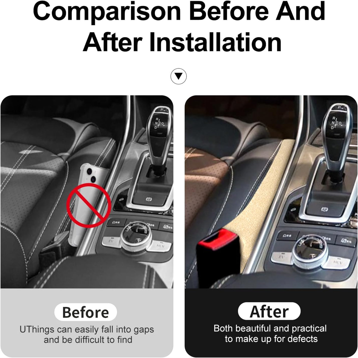 JAGASOL Car Seat Gap Filler, Universal Fits Car SUV Truck PU Leather Crevice Blocker, Between Seat and Center Console, Stops Cellphone Wallet Keys Coins from Dropping, 2 Pack Beige