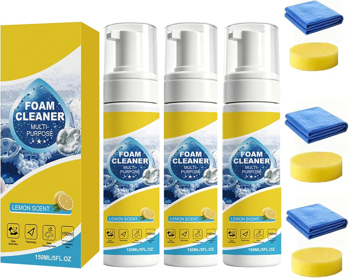 4-in-1 Multi-Enzyme Foam Cleaner, New Foam No-Rinse Multi Purpose Cleaner, Deep Cleaning Spray for Car Interior, Kitchen Grease, Bathroom Tiles, Sofa Upholstery(2PC)