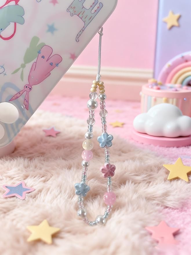 2 Pcs Phone Charm Strap Hand for iPhone Wrist Strap Camera Lanyard Pearl Beaded
