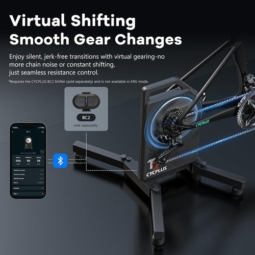 CYCPLUS Smart Bike Trainer - Brushless Motor with Gradient Simulator & Dual Mode Connectivity | Silent Indoor Cycling