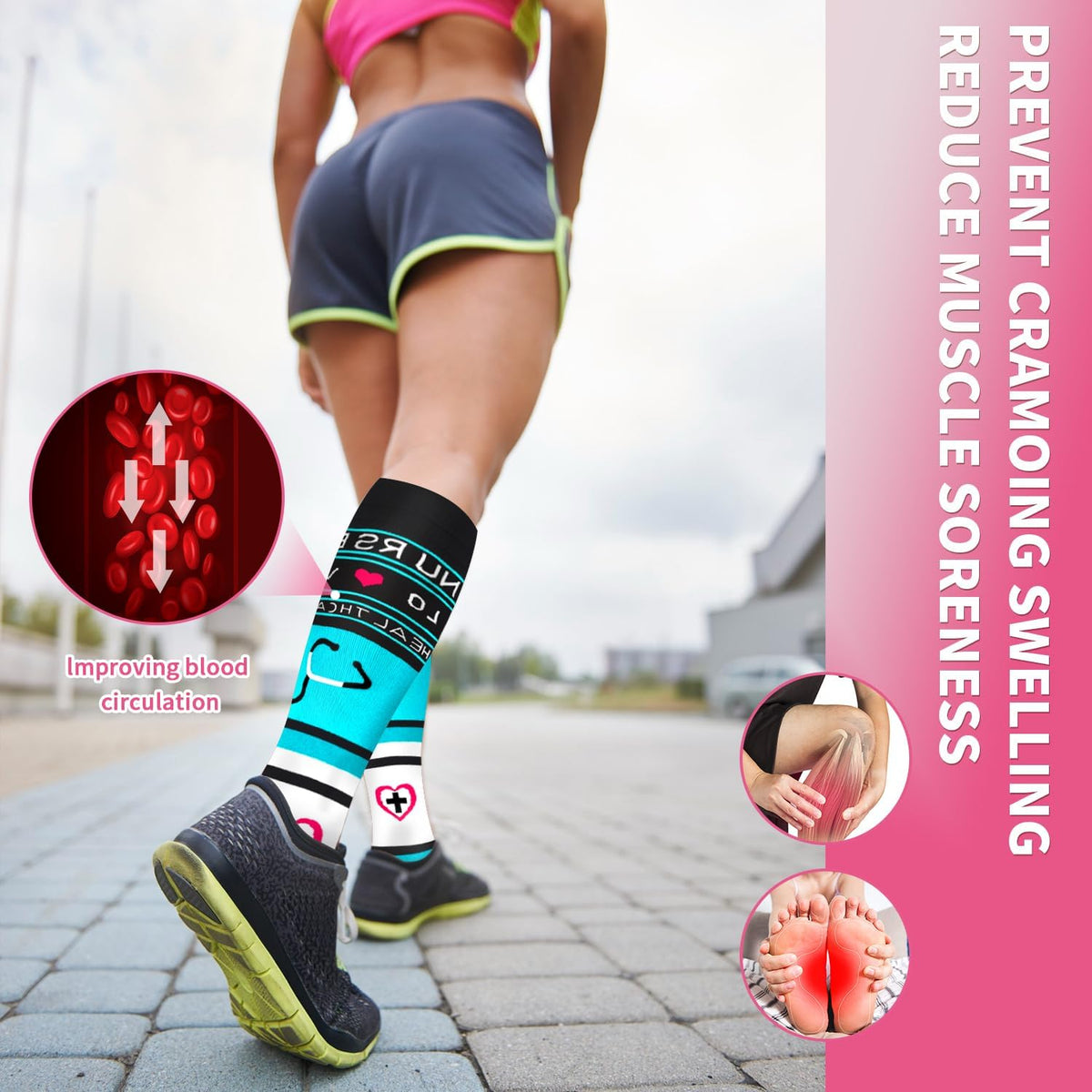 Sooverki Compression Socks - Supportive Knee High Stockings for Circulation | 6 Pairs for Travel & Nurses