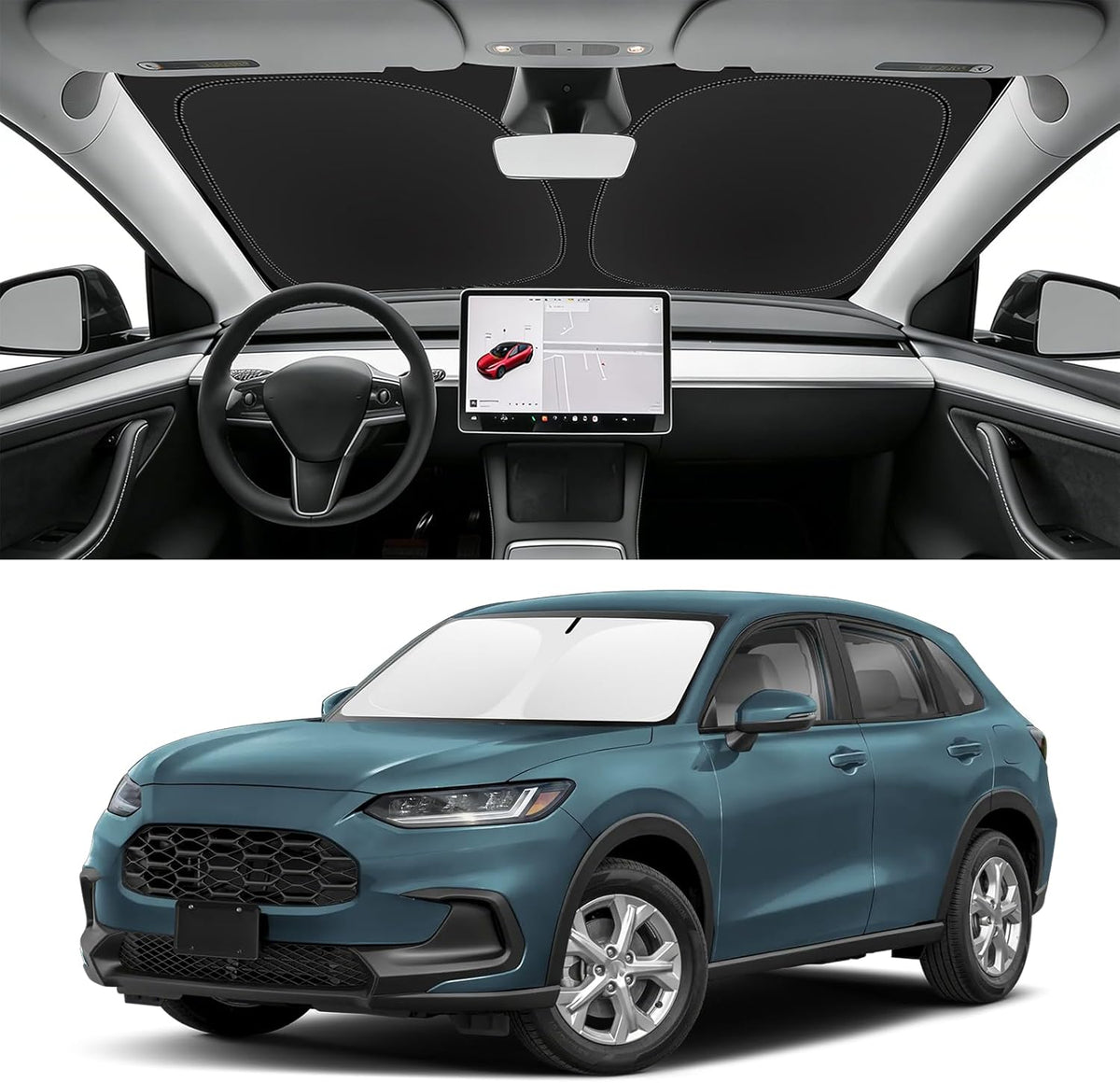 Custom Fit Windshield Sun Shade for Honda HRV 2023-2026, Blocks UV &amp; Heat, Front Window Sunshade Accessories, Easy Fold &amp; Store Keep Your Car Cooler