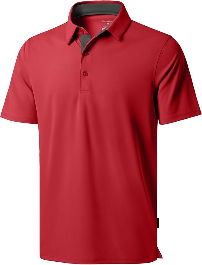 Men's Golf Shirts Dry Fit Moisture Wicking Performance Short Sleeve Collared Polo Shirts for Casual Athletic Business