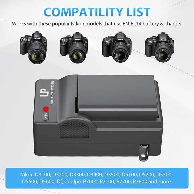 LP EN-EL14 EN EL14a Battery Charger Pack, P7800 & More