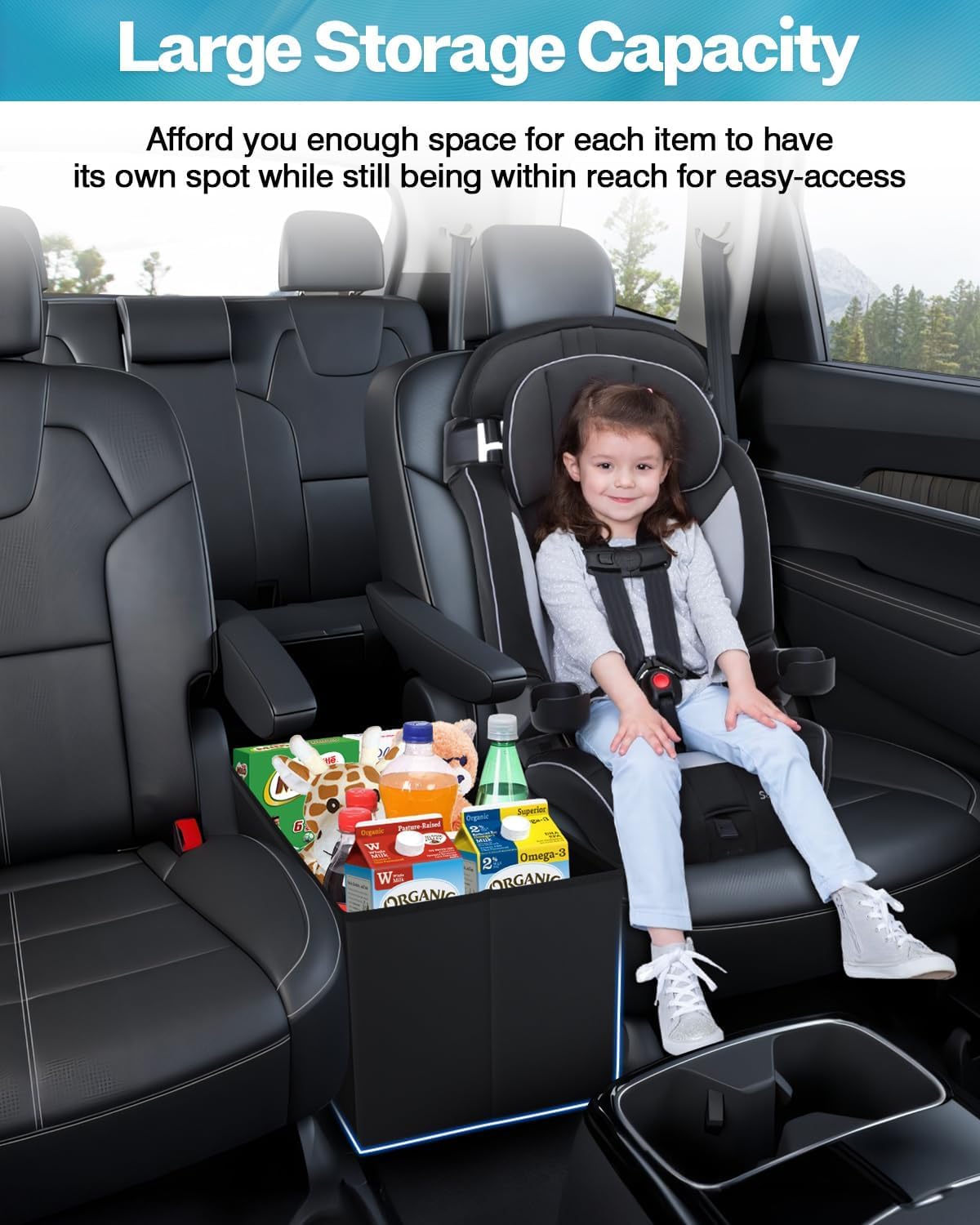 Mixsuper Liner Car Seat Organizer for Kia Telluride 2026 2025 2024-2020, Console Organizer Backseat Box for Kia Telluride, Supplies Dog Box Storage Bin Travel Accessories