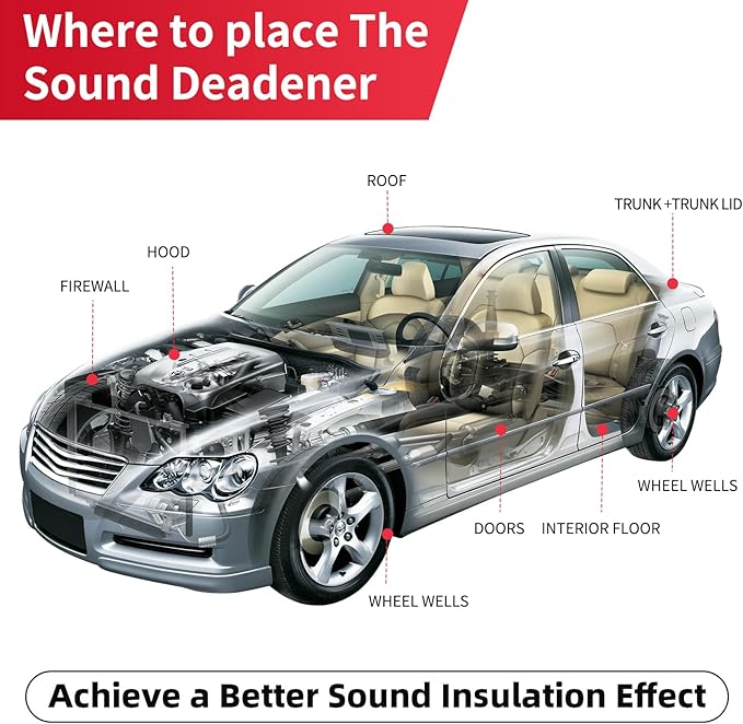 197mil 8.61sqft Car Sound Deadening Material Mat - Automotive Carpet Sound Dampening, Auto Sound Deadener Foam RV Insulation Car Audio Accessories, Heat Insulation for Floor, Door, Truck