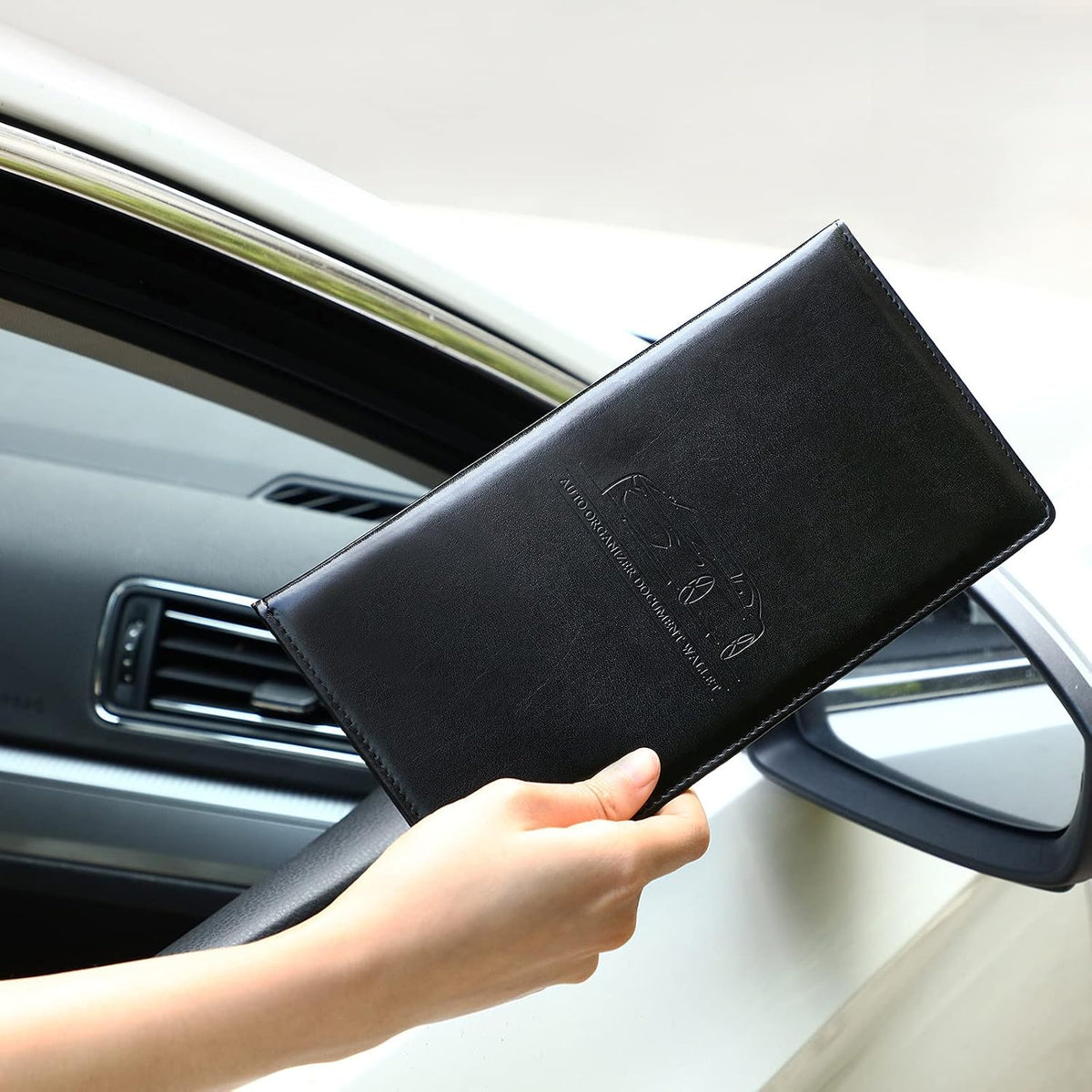 Frienda 2Pcs Car Registration Insurance Card Holder, Black, Pink