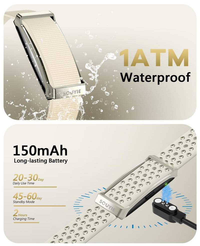 Smart Bracelet for Women Men, Health Activity Fitness Trackers, All-Day Continuous Heart Rate/Blood Pressure/HRV/Stress Monitor, 24H Sleep Tracker, 170+ Sports Modes Smart Band with Free APP 2 Bands