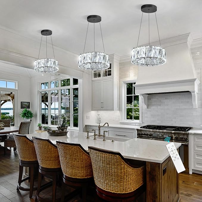 HAIXIANG Modern Crystal Chandelier Dimmable LED 8 Inch Ring Pendant Lights