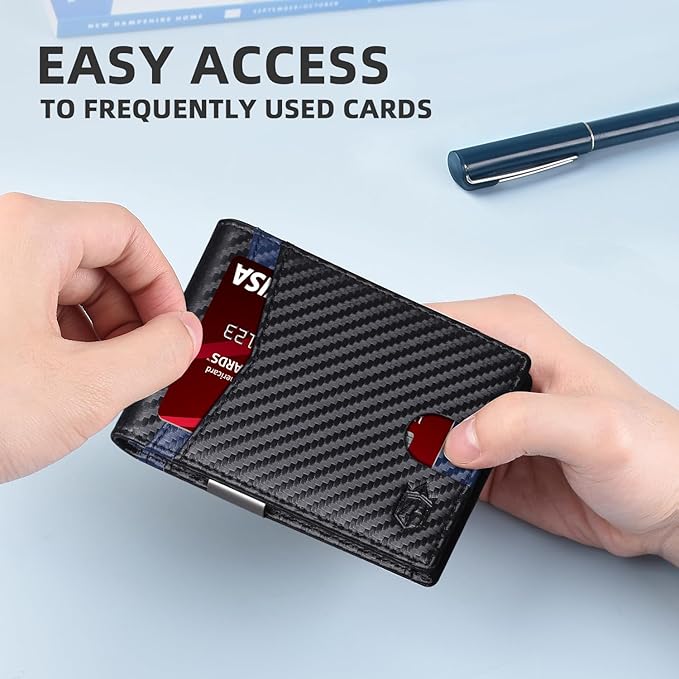 Zitahli Money Clip Wallets for Men,Slim Bifold Wallet 10-12 Cards, Mens Leather Wallet with ID Window,RFID Blocking Thin Minimalist Credit Card Holder,Gifts for Him