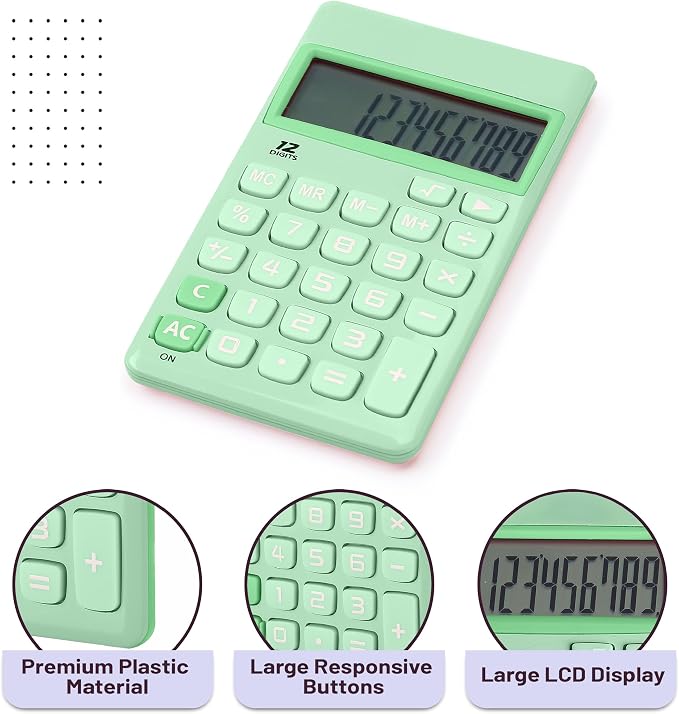 Mr. Pen- Standard Function Calculator, 12 Digits, Small Calculator, Pastel