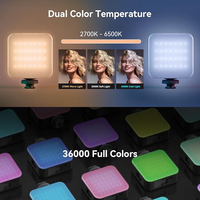 SmallRig P108 RGB Video Light, Portable LED Camera Lights 360° Full Color