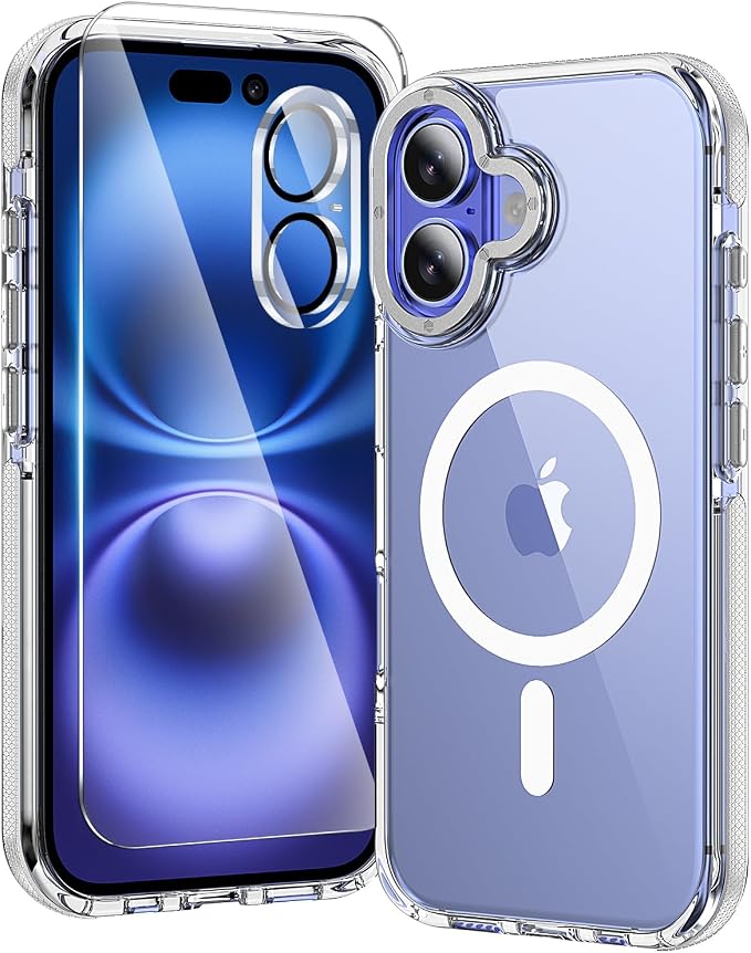 toushion 3 in 1 for iPhone 16 Plus Case Clear Bumper |