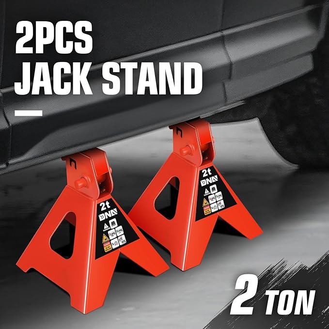 DNA Motoring 1 Pair Jack Stands, 2 Ton (4400 lbs) Capacity Car Lifting Stand, Adjustable Height Car Jack Stands for Cars, Sedans, Small Vehicles, SUV, TOOLS-00681-RD