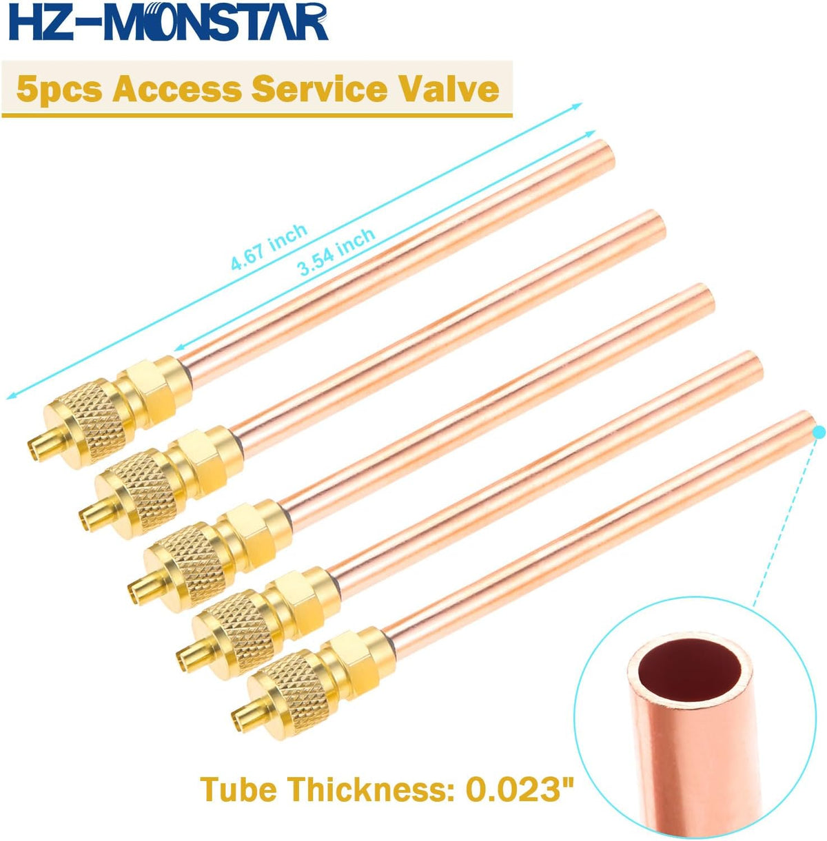 HVAC Service Access Valves Kit 1/4" SAE x 1/4" OD x 2.5" Stem | 1/4 SAE Flare Brass Quick Coupler Adapter, Quick Coupler Access Tee for HVAC Refrigerant System R12 R22 R502 R134A