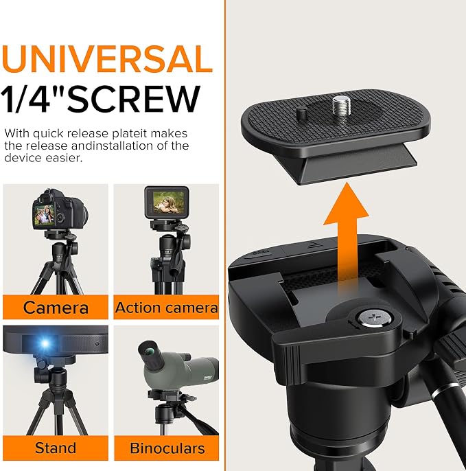 Camera Tripod 66.7 Inch, Patented 3-Way Rotating Portable Cameras Stand