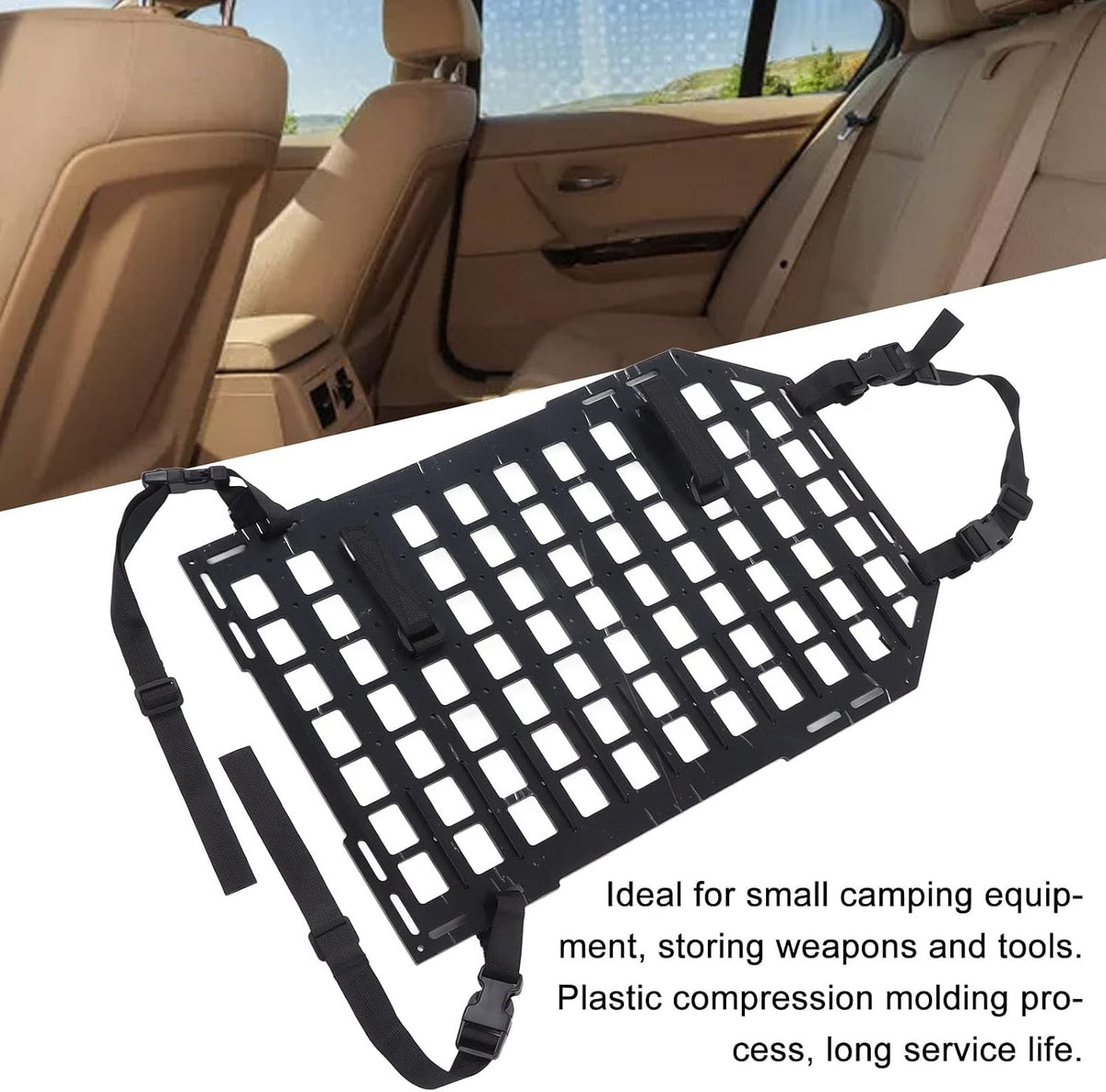 Bnineteenteam Car Backseat Organizer, 21.65x14.17in SUV Backseat Storage Molle Panel with Fastening Straps, for Camping, Off Road Equipment