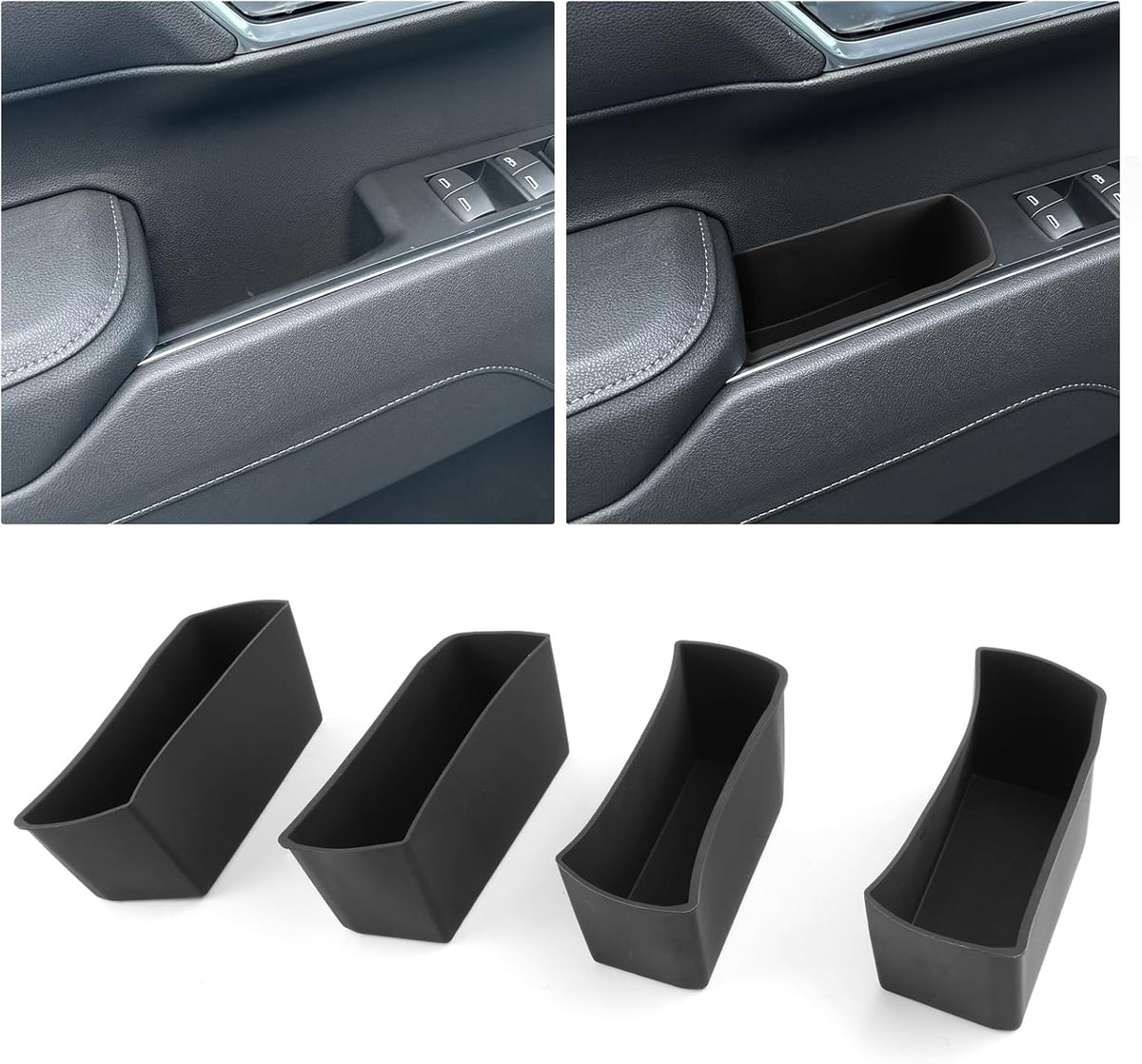 For 2022-2026 Silverado&Sierra 1500/2024-2026 Silverado&Sierra 2500HD/3500HD 4PCS Center Console Door Side Organizer Tray Silicone Materials