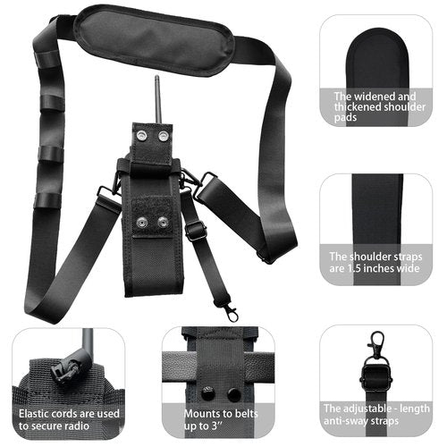 dartbeastix Radio Strap Holster for Firefighters, Adjustable Wide Shoulder Strap with Mic Clip & Anti-Swing Padded Design, Secure Carry System for Small/Medium Radios