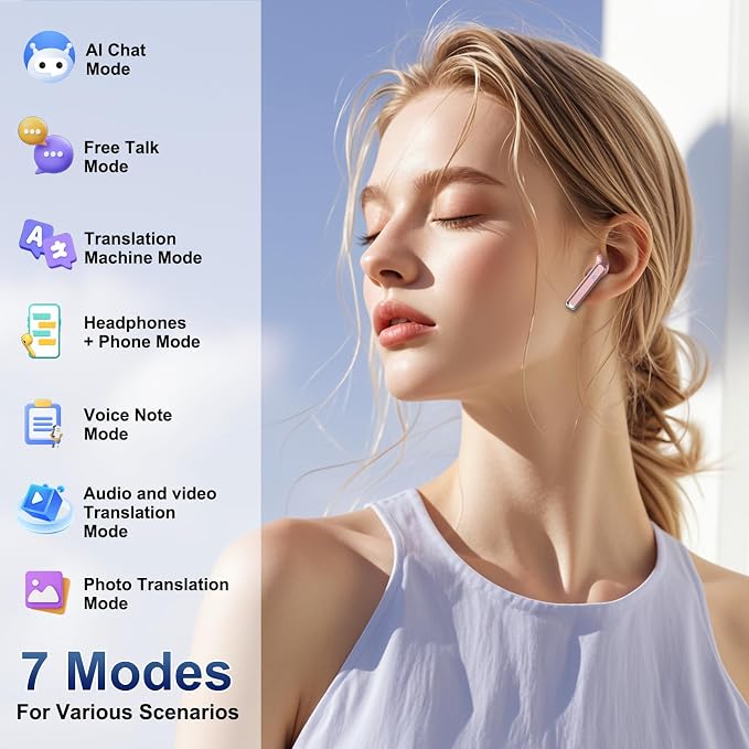 2026 AI Translation Earbuds Real Time, 165 Language Translator Earbuds 3-in-1