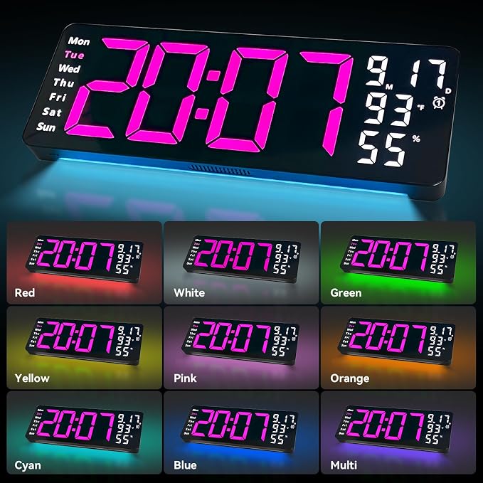 Digital Wall Clock Large Display, 17.3" Digital Clock