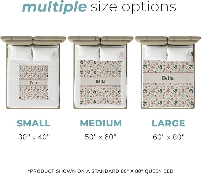 Prints Next Day – Custom 30" x 40" Sherpa Pet Lightweight Blanket Personalized with Pet Lightweight's Name - Paw Pattern - Gift for Dog Owners - Printed in America
