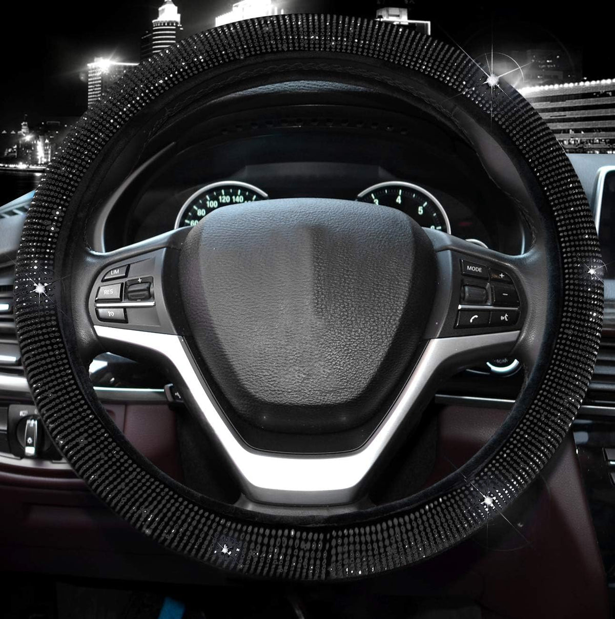 Valleycomfy Steering Wheel Cover for Women Men Bling Bling Crystal Diamond