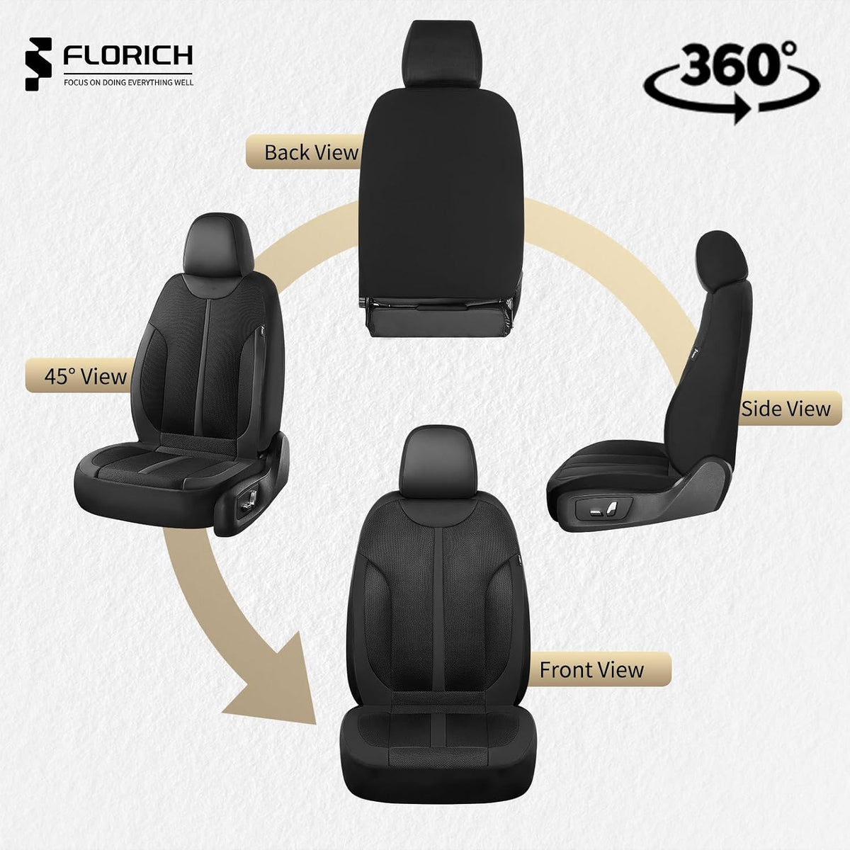 Seat Covers, Car Seat Covers Front Seat, Black Seat Covers for Cars 2 Seats, Breathable Car Seat Protector, Front Car Seat Cushion, Automotive Seat Covers Universal Fit for Most Cars SUV Trucks