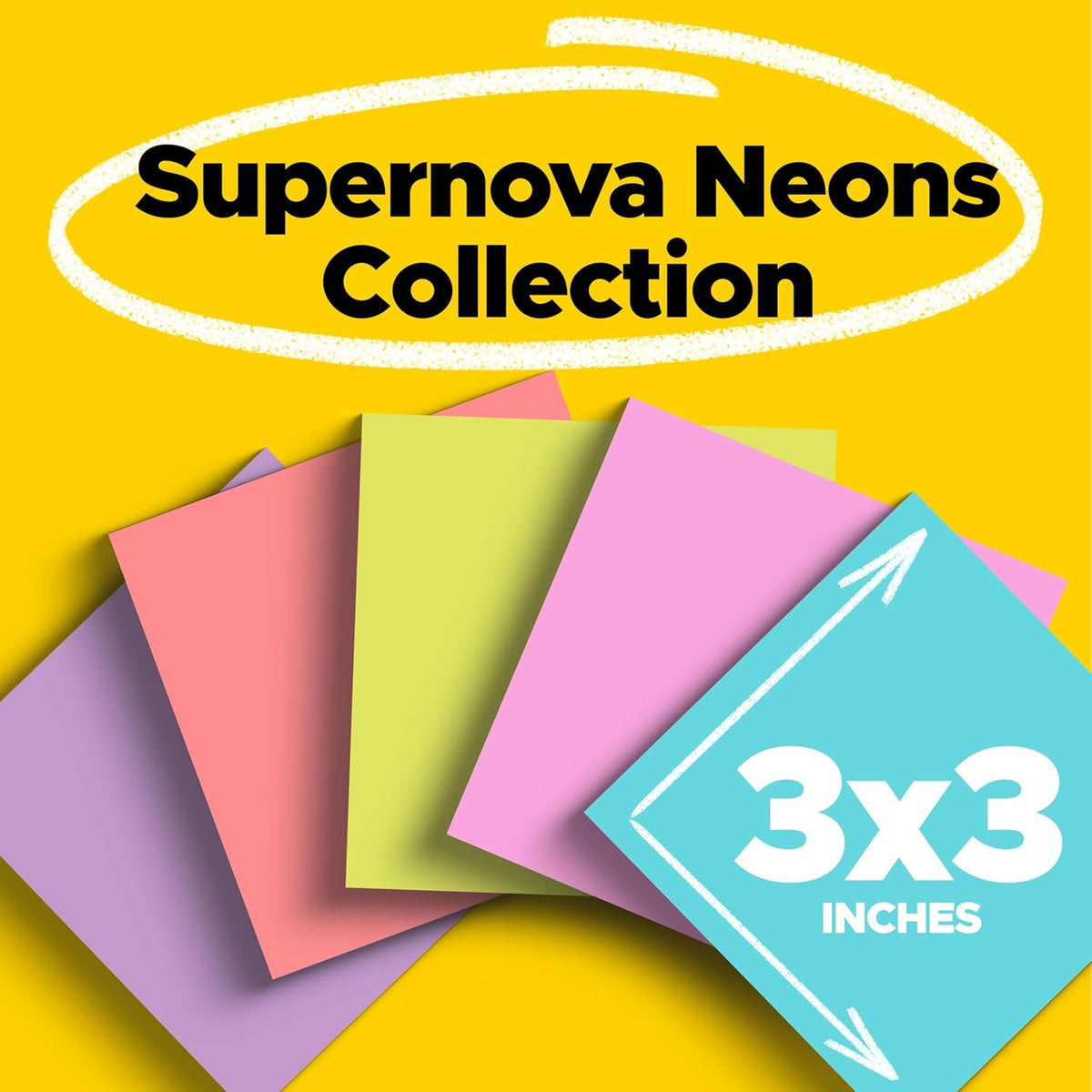 Post-it Super Sticky Notes - 24 Pads, 3x3 In. | Supernova Neons Collection with 2X Sticking Power