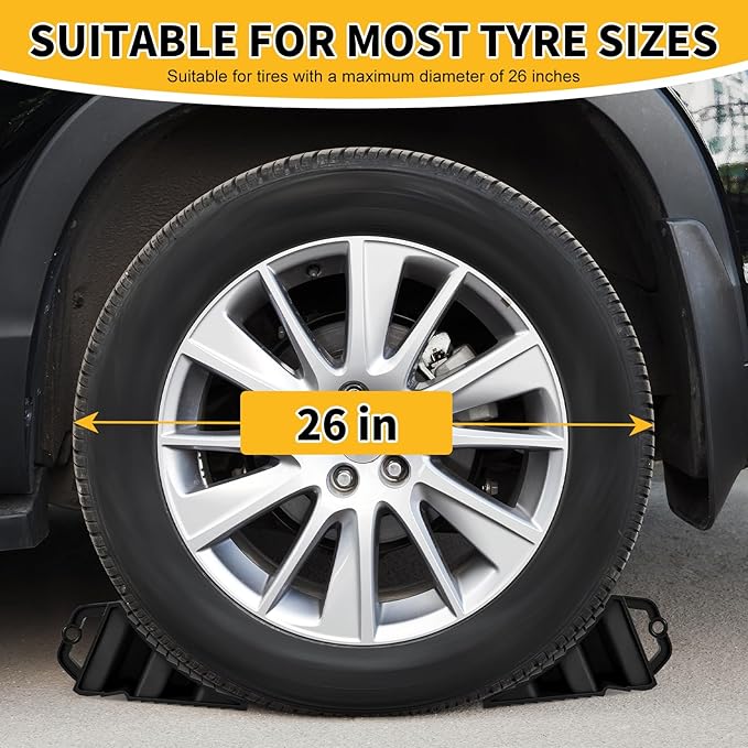 4-Pack Hard Plastic RV Wheel Chocks with Handles for Easy Removal & Durable and Non-Slip, Suitable for Tire Chock on Ramps, Workshops and Uneven Ground
