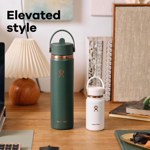 Hydro Flask Water Bottle - Insulated Stainless Steel - Leakproof Wide Straw Lid | 24 Oz Black Arc