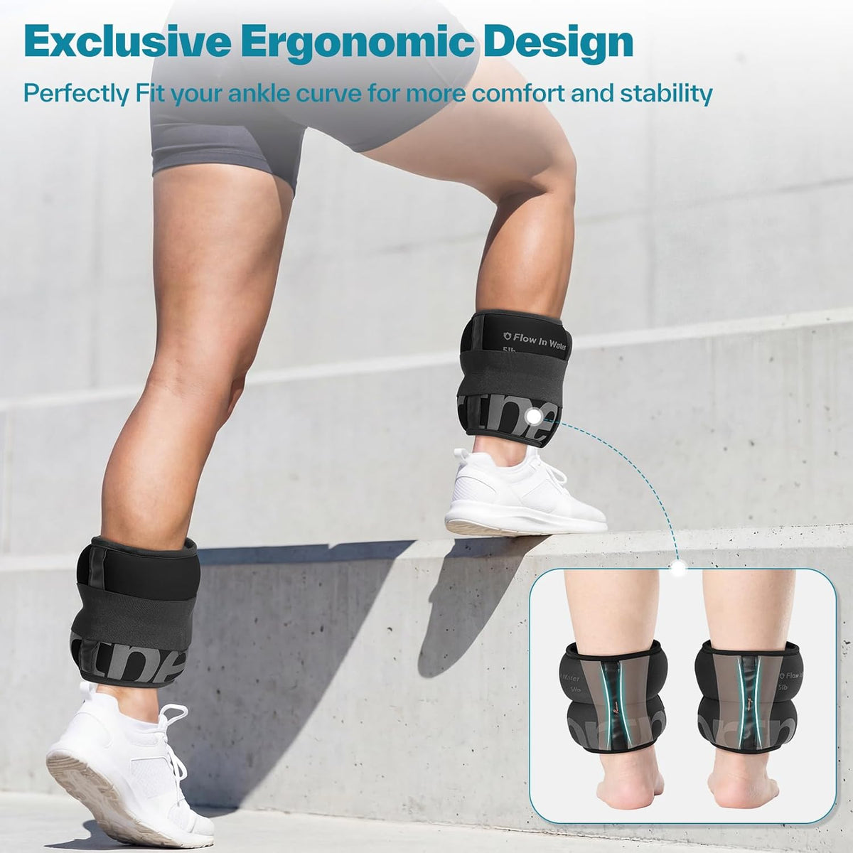 Sportneer Ankle Weights - Comfortable 4/10 lbs Pair for Strength Training, Running & Fitness
