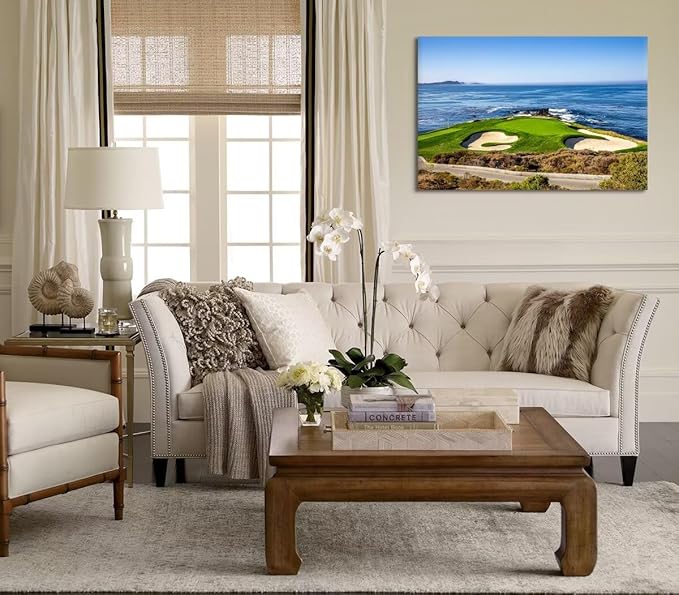 USA California Golf Course Wall Art for Living Room Bedroom Bathroom Home Decorations Golf Course Picture Poster Print on Canvas Modern Artwork Framed Ready to Hang(24''H x 36''W)
