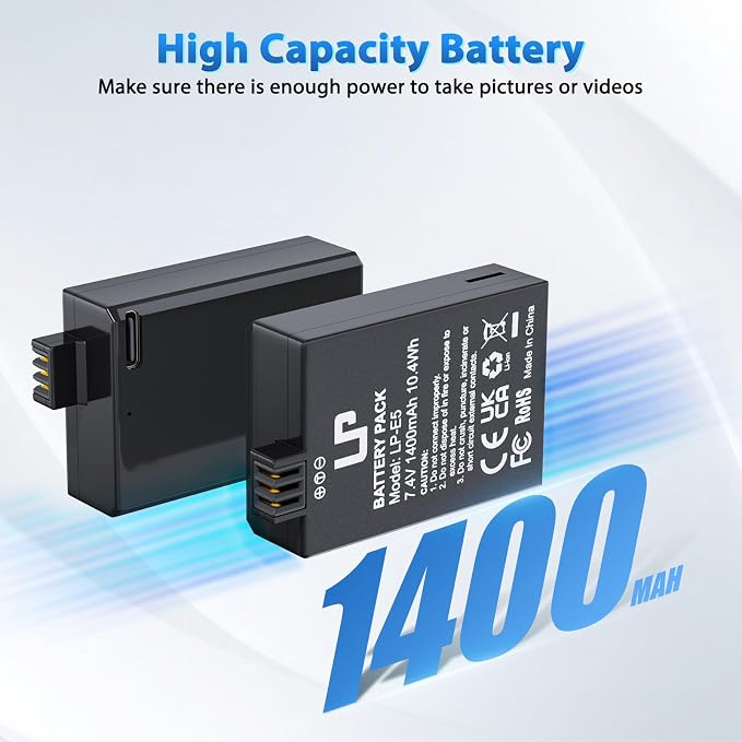 LP LP-E5 Battery 2-Pack 1400mAh USB-C Fast Charging