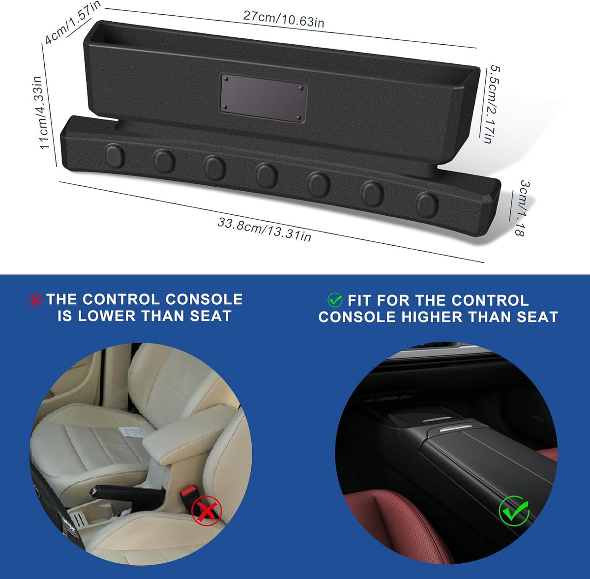Car Seat Gap Filler Organizer，Premium PU Seat Gap Filler Organizer with Storage，Car Gap Seat Filler Fit for Car SUV Truck Between Seat and Console