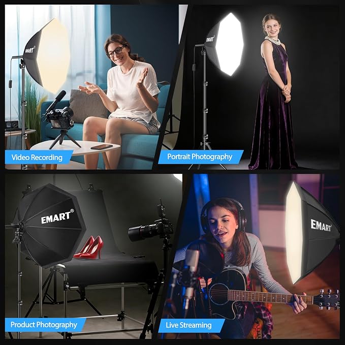 EMART Softbox Photography Lighting Kit, 50W 3000K-6000K LED Bulb, Professional
