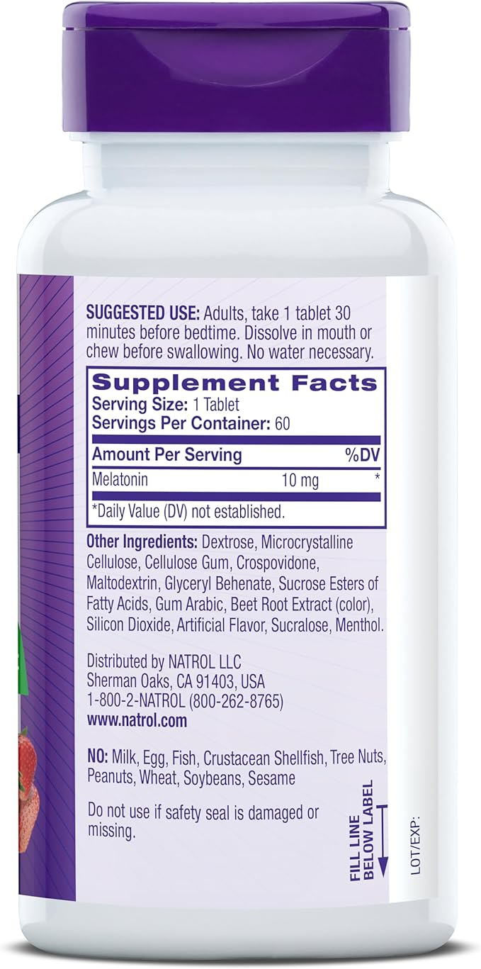 Natrol 10mg Fast Dissolve Melatonin Tablets Strawberry Flavor