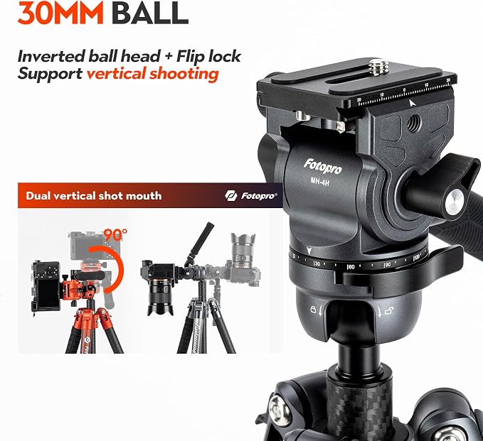 Fotopro Carbon Fiber Tripod 65 Inch Travel Tripod