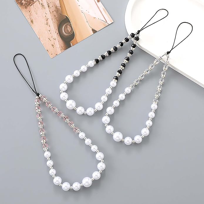 Beaded Phone Charm Lanyard Strap Girly Style Fixed Beads Pearl Lanyards