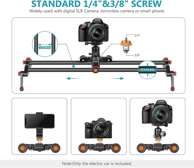 Neewer 3 Wheels Wireless Video Camera Dolly, 3 Speed Motorized Electric Track