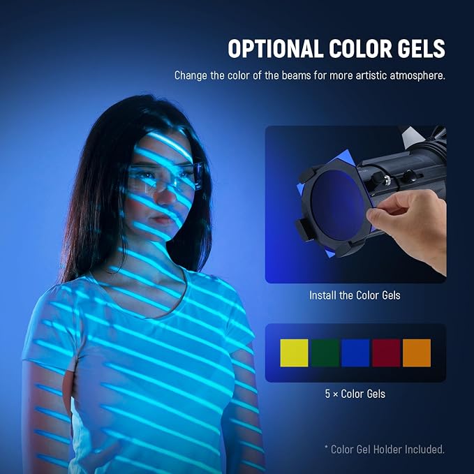 NEEWER Spotlight Snoot with 20° Projection Lens, Adjustable Focus, 16 Metal